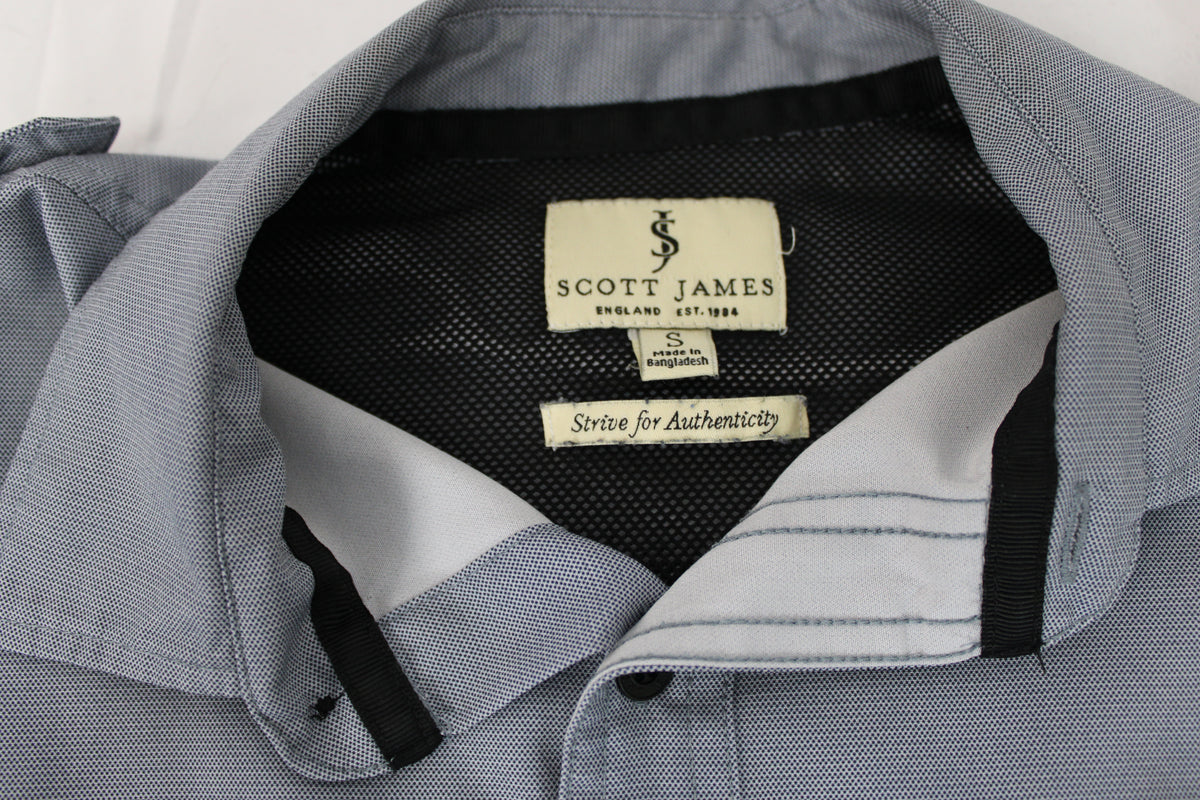 Scott James short sleeve polyester button down dress shirt, Men's S