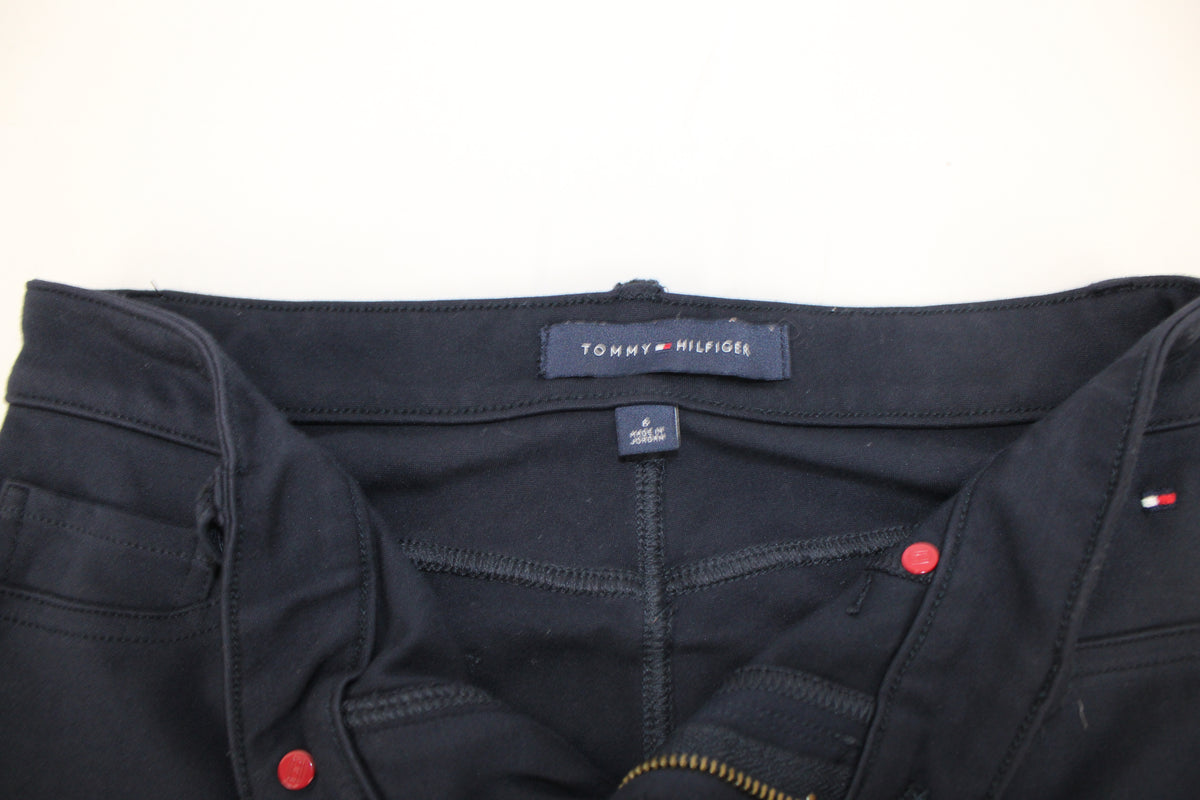Tommy Hilfiger mid rise polyester skinny trouser pants, navy, Women's 6