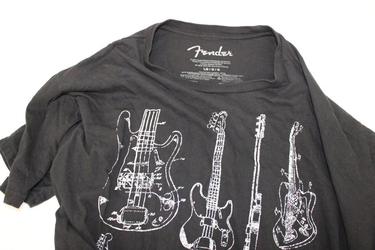 Fender guitar chart graphic t-shirt, black, Men's L