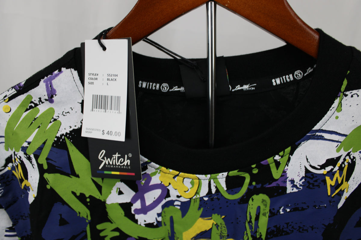 Switch Remarkable vibrant print streetwear t-shirt and shorts, NWT, Men's L