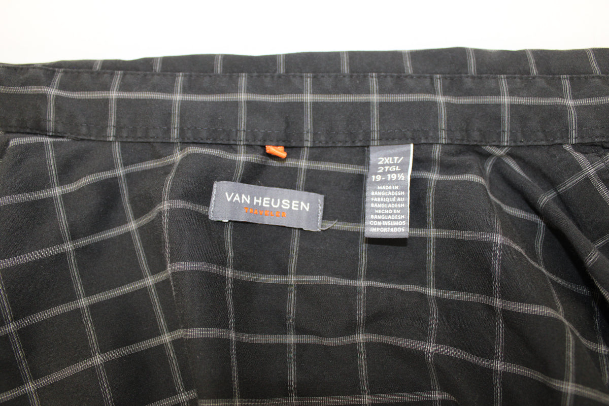 Van Heusen Long Sleeve Plaid Button Up Shirt, Size 2XL