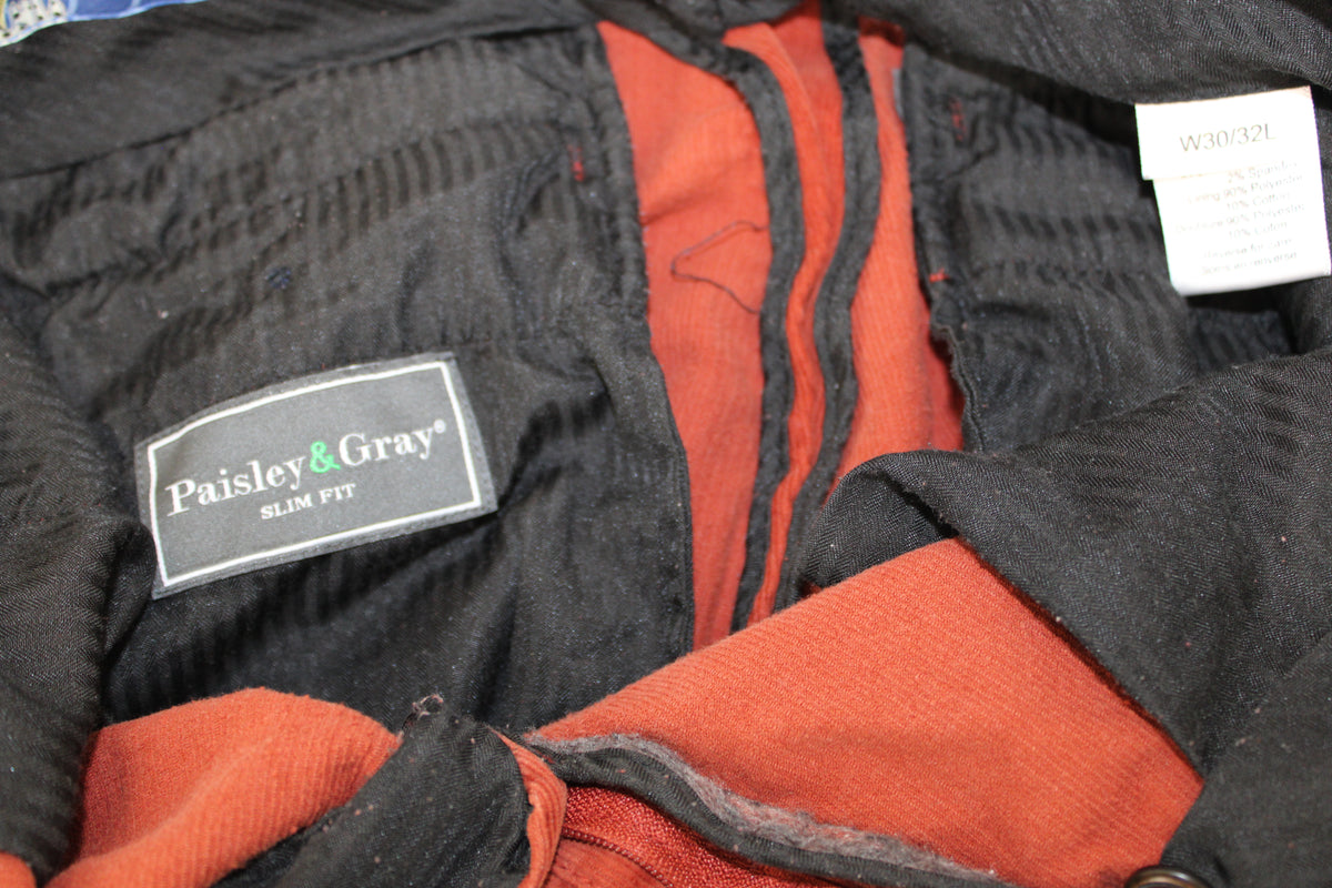 Paisley & Gray Slim Fit Burnt Orange Trousers, Size 30 X 32