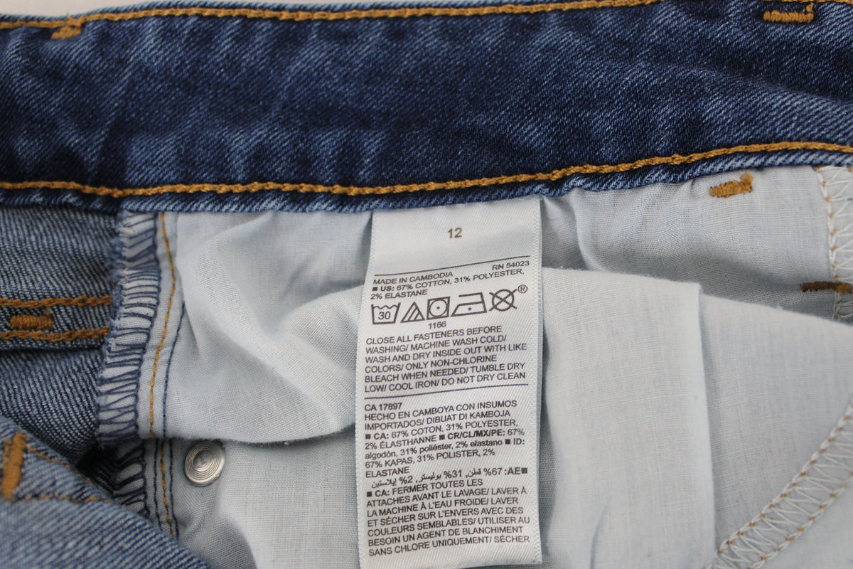 Old Navy Stretchy Distressed Power Slim Straight Denim Jeans, Size 12