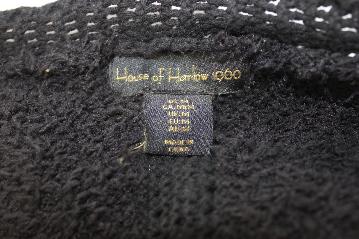 House of Harlow 1960 full zip woven sweater, Black, Women's S