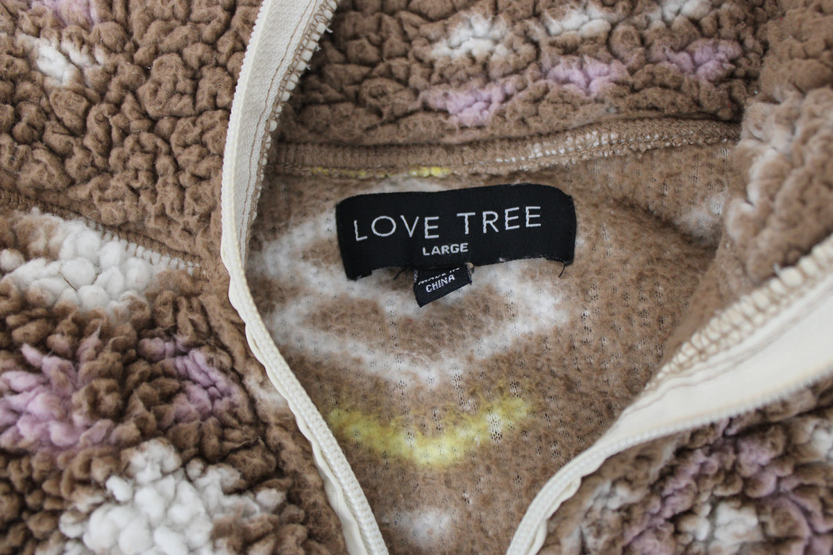 Love Tree tribal patterned fleece 1/4 zip sweater, Women's L