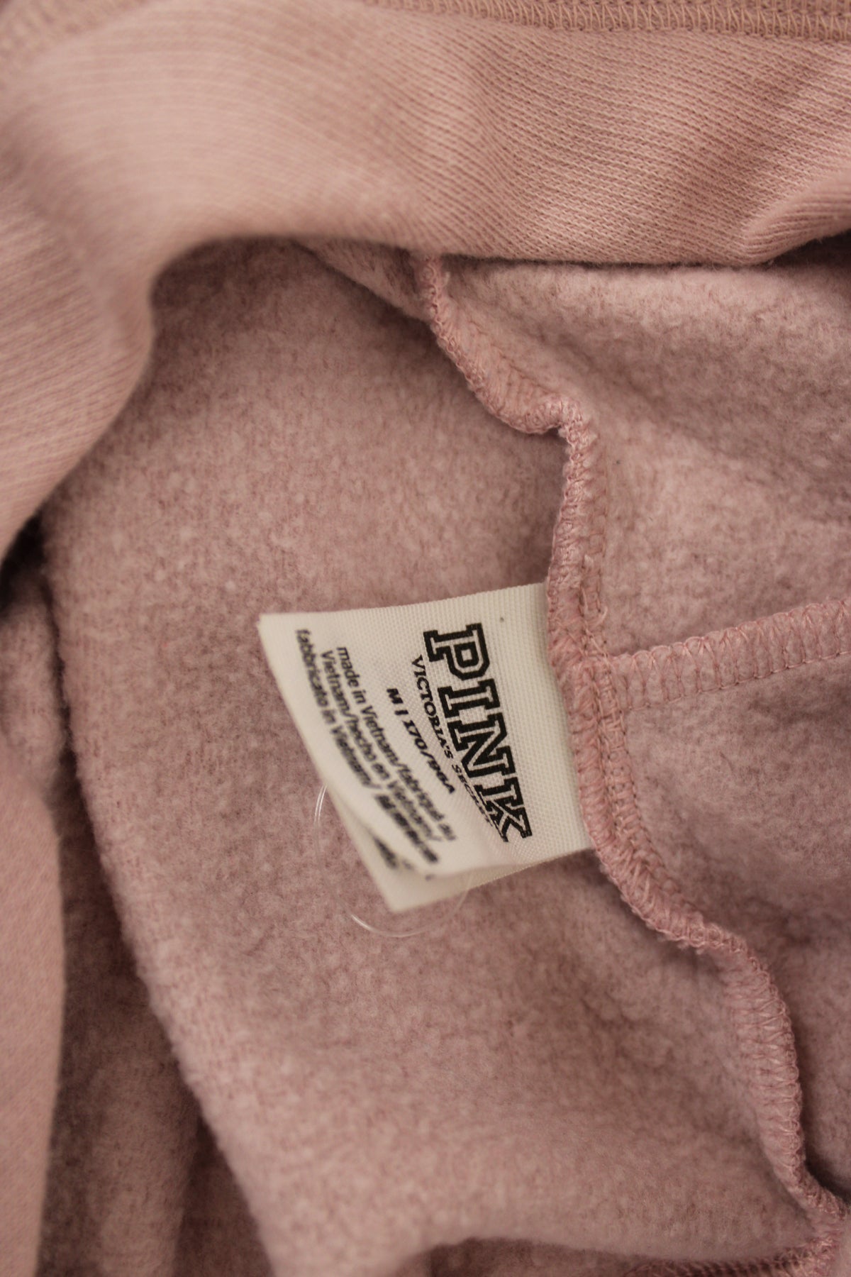 PINK fleece lined hooded bedazzled logo sweatshirt, Women's M