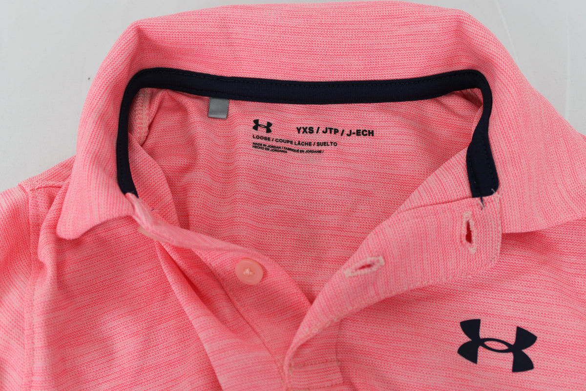 Under Armour Moisture Wicking Pink Polo, Size YXS