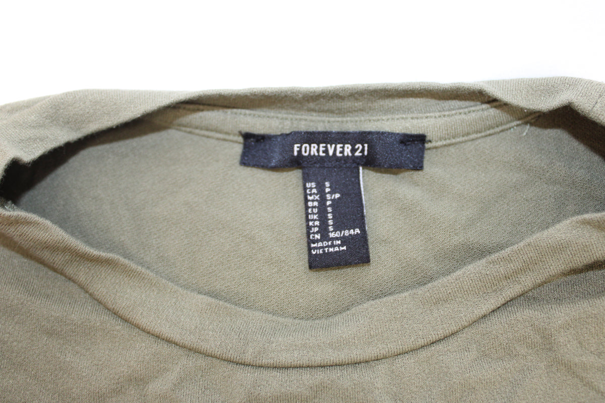 Forever 21 long sleeve cotton tunic, olive green, Women's S