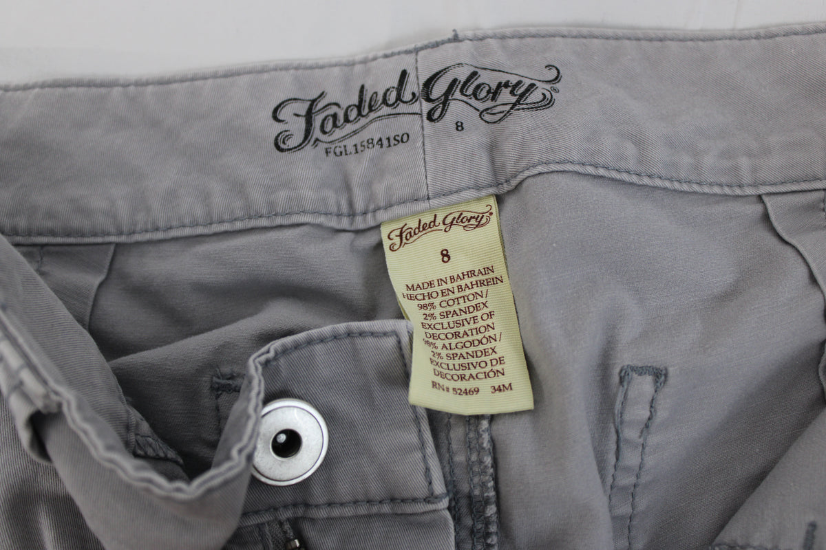 Faded Glory slim fit cotton cargo pants, grey, Women's 8
