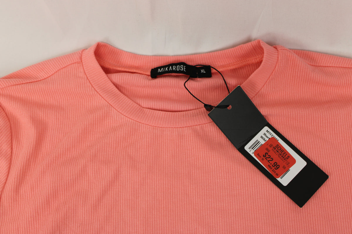 Mika Rose ribbed polyester short sleeve t-shirt, NWT, Women's XL