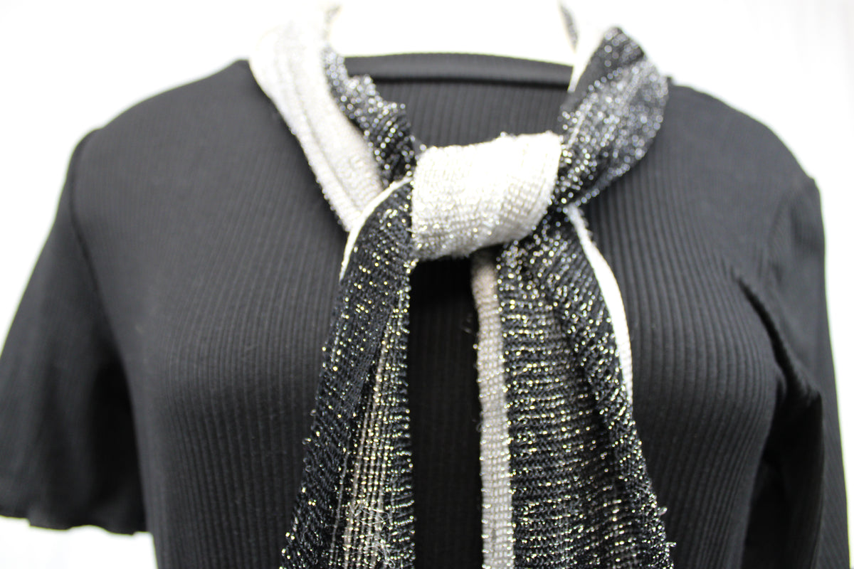 Avenue Black/White/Silver Scarf