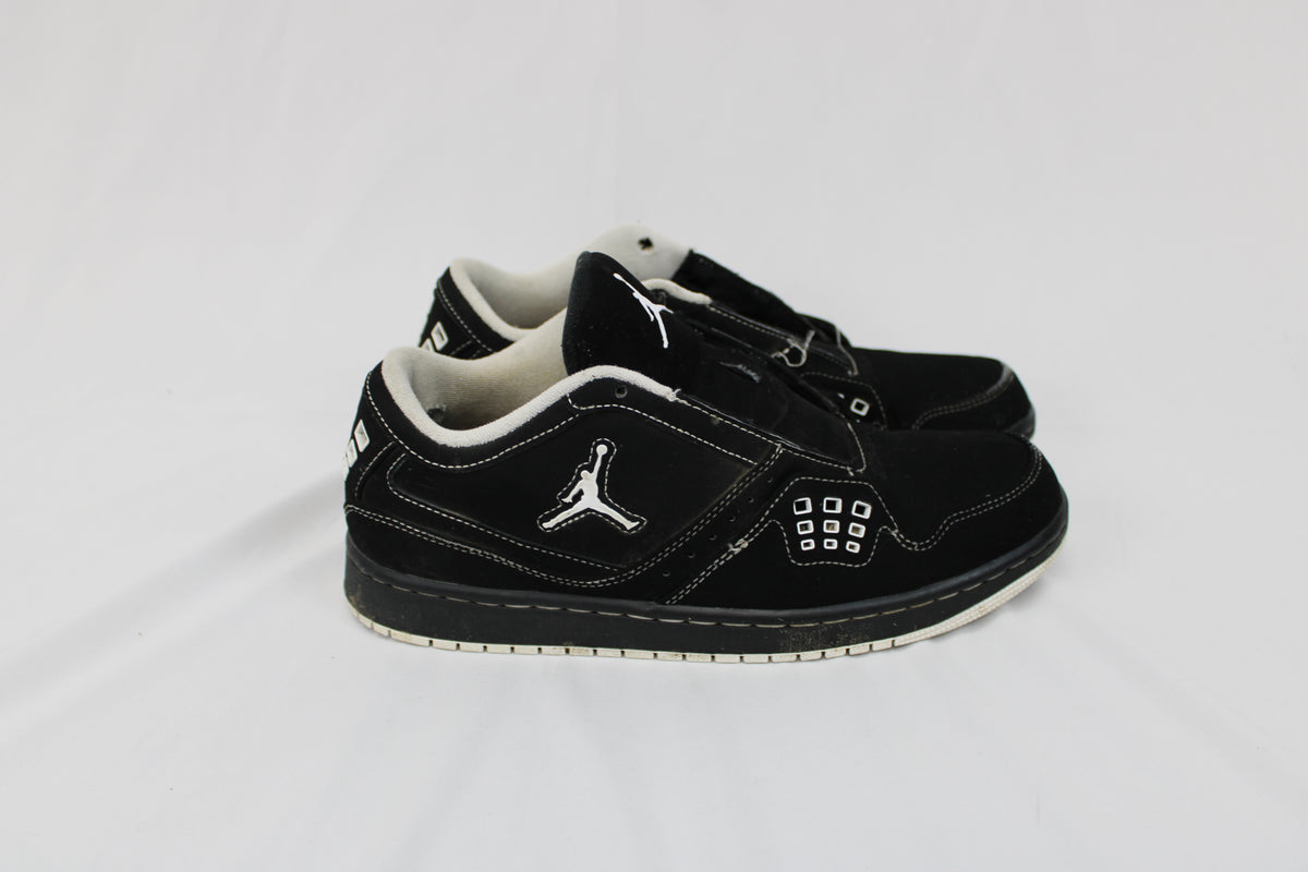 Jordan 1 Flight Low nubuck suede, black/white, Men's 9