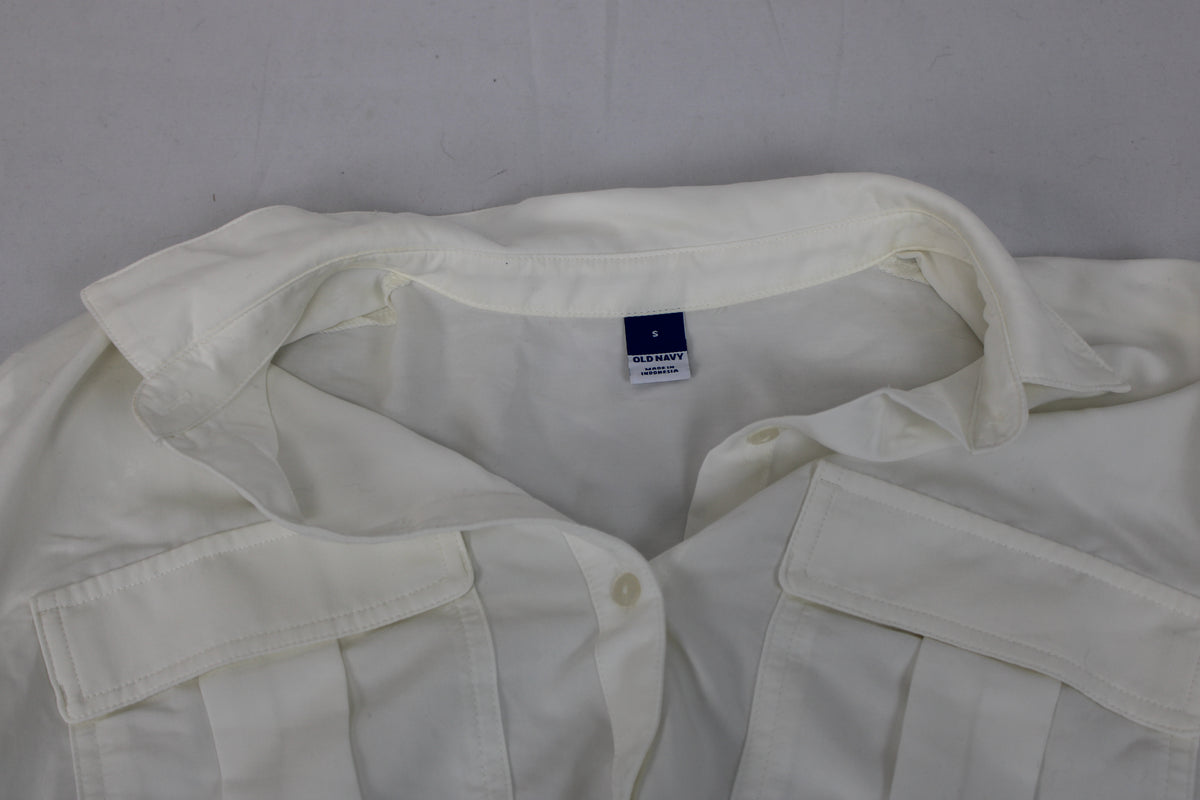 Old Navy long sleeve double pocket silk blouse, Women's S