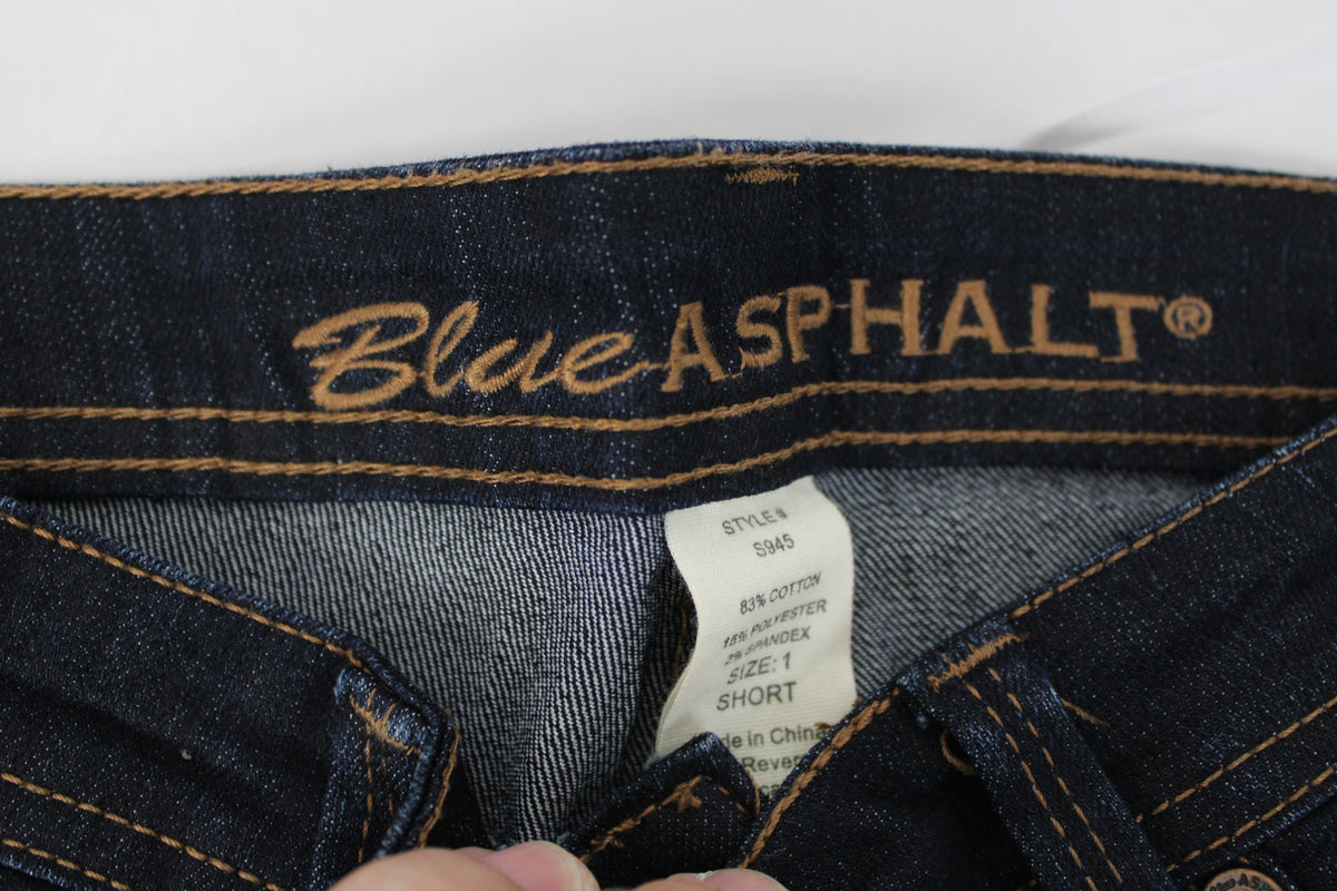 Blue Asphalt y2k era high rise short skinny jeans, dark wash, Women's 1