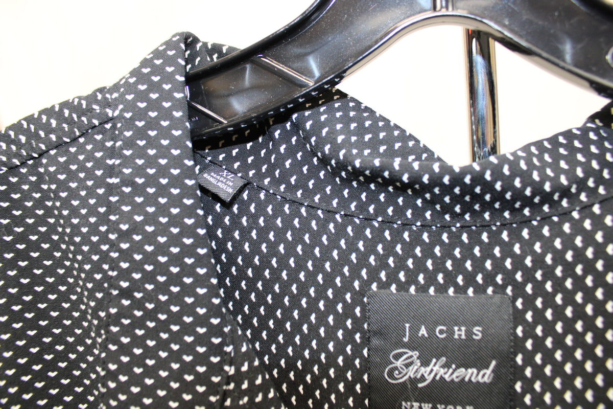 Jachs Girlfriend Sleeveless Heart Patterned Button up Blouse, Size XL