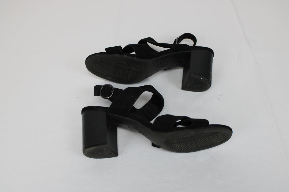 Dexflex Comfort suede ankle strap heeled sandal, Women's 9.5