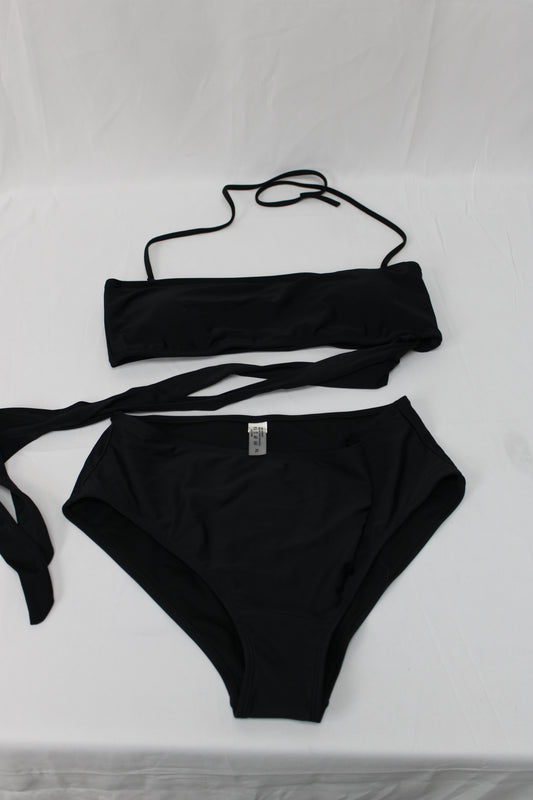 Two Piece Swimsuit Set, Black, Women’s XL