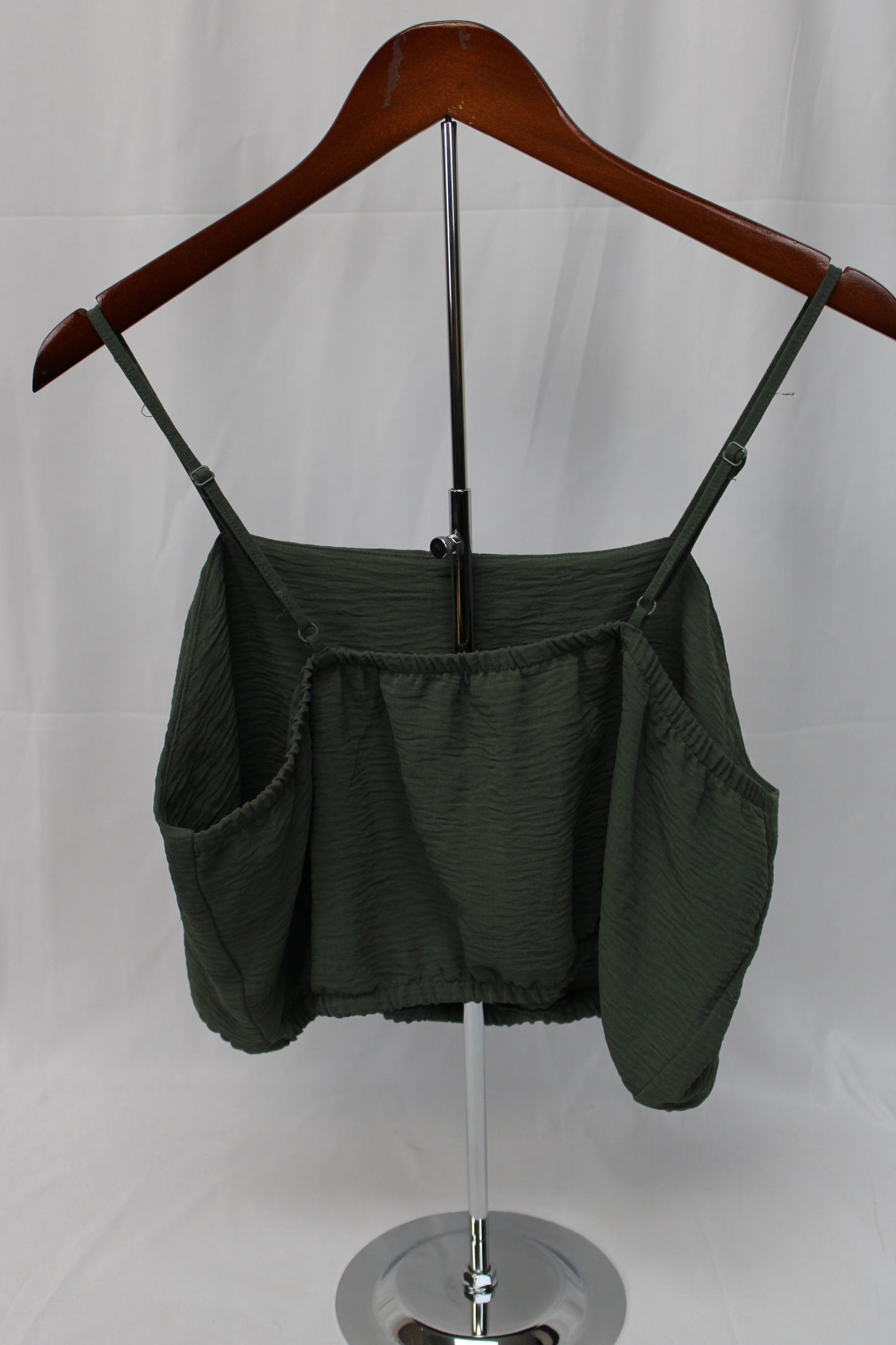 No Boundaries Buttoned Spaghetti Strap Top, Olive, Women’s XL