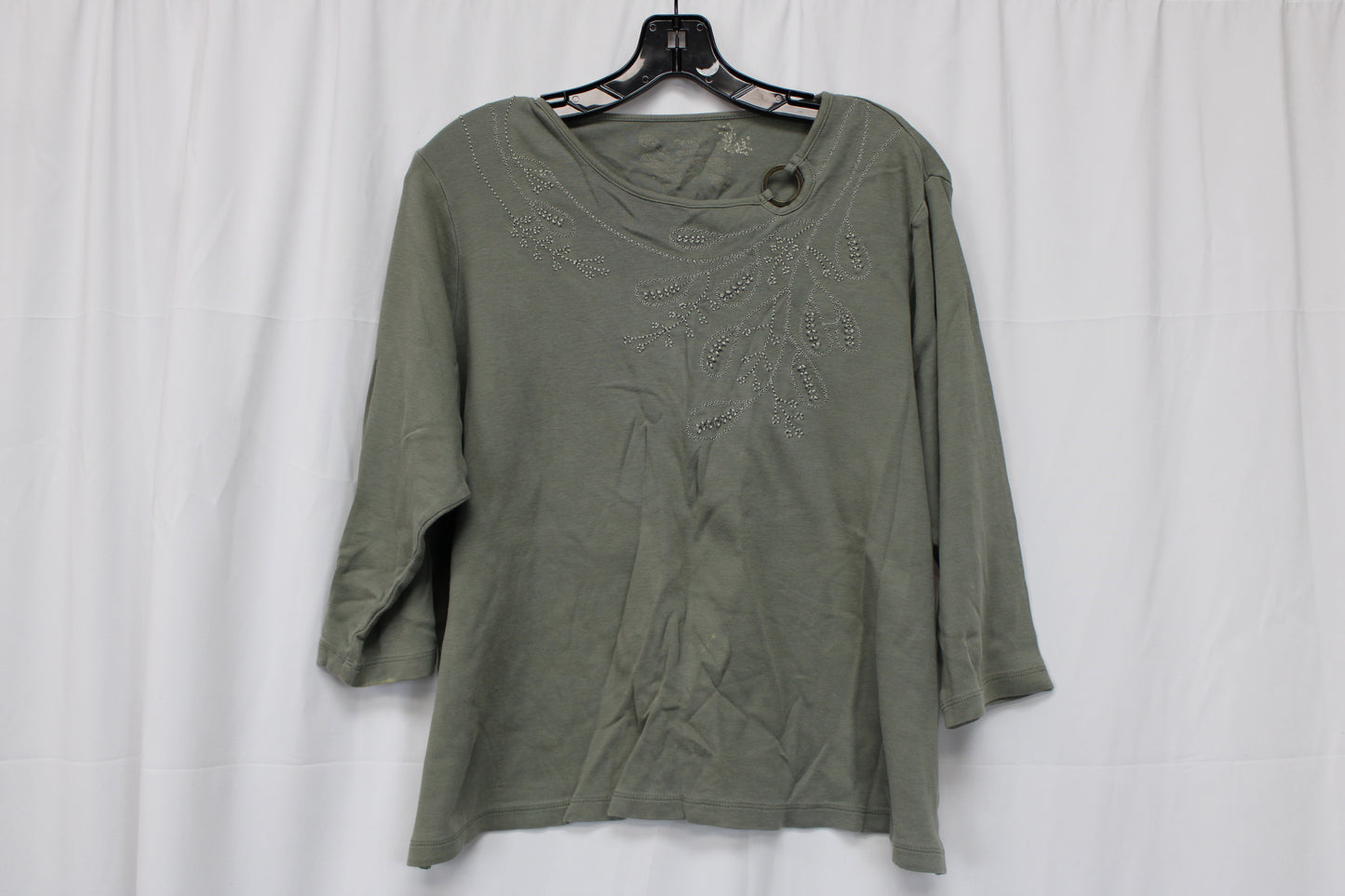 Tan Jay Quarter Length Sleeve Shirt, Green, Women’s S