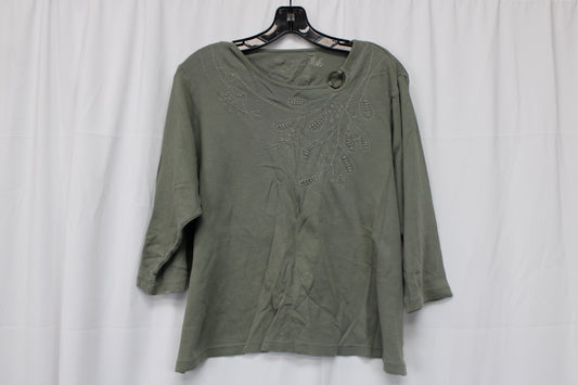 Tan Jay Quarter Length Sleeve Shirt, Green, Women’s S