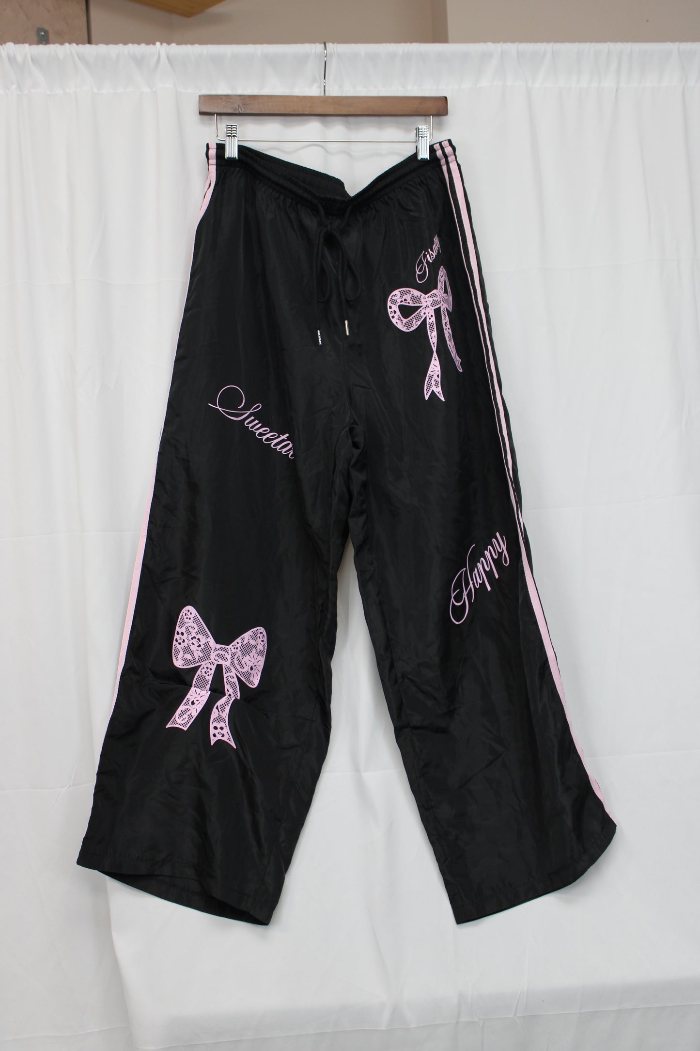 SHIEN Bow Sweatpants, Black/PINK, Women’s XL