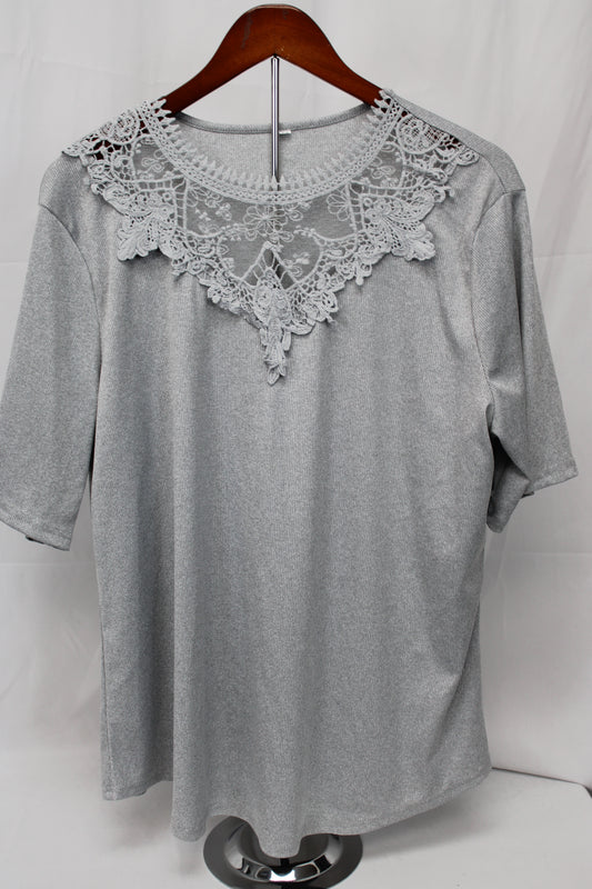 Women’s Short Sleeve Blouse, Gray, XXL