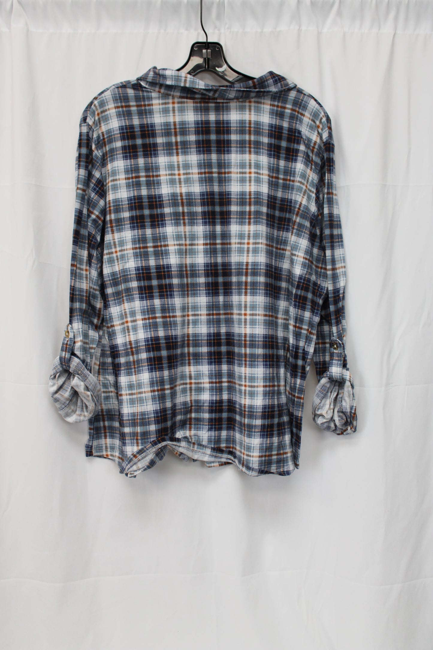 Just Be Long Sleeve Flannel T-Shirt, Blue, Women’s XXL