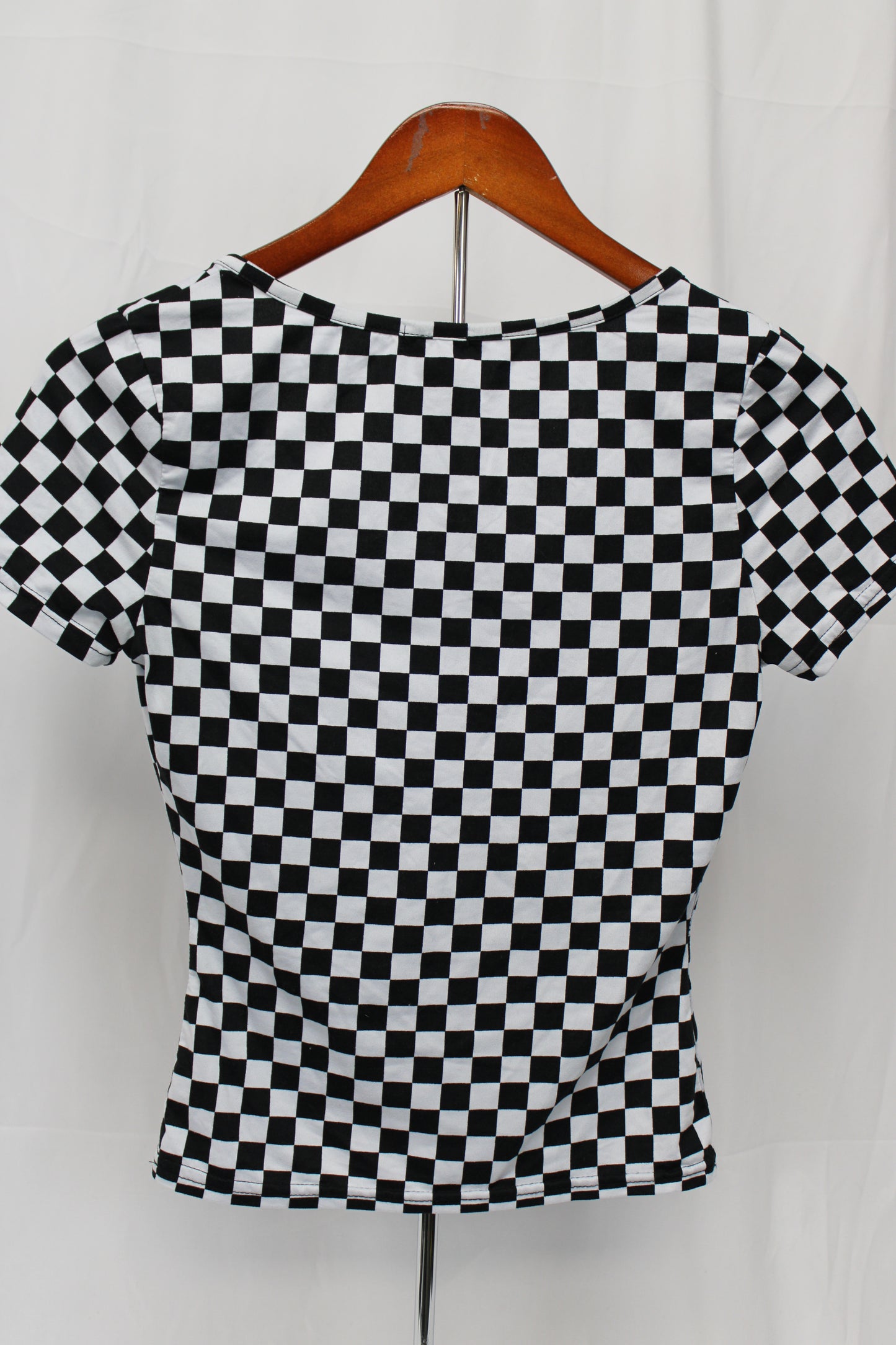 Rue21 Checkered Top, Black/White, Women’s S
