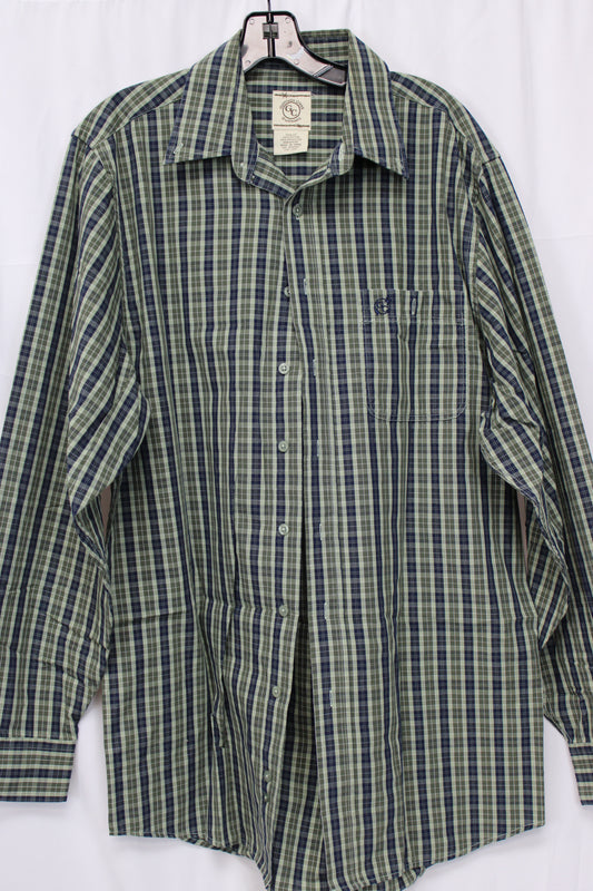 Gunnison Creek Outfitters Long Sleeve Plaid Button Up, Green, Men’s L Tall