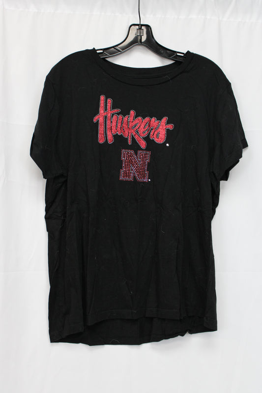Women’s Nebraska Huskers Short Sleeve Shirt, Black, Women’s XL