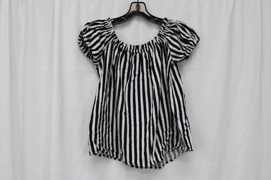 Vero Moda Striped Off the Shoulder Blouse, White/Navy, Women’s M