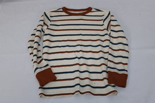 PLACE Long Sleeve Striped Shirt, White, Boys S