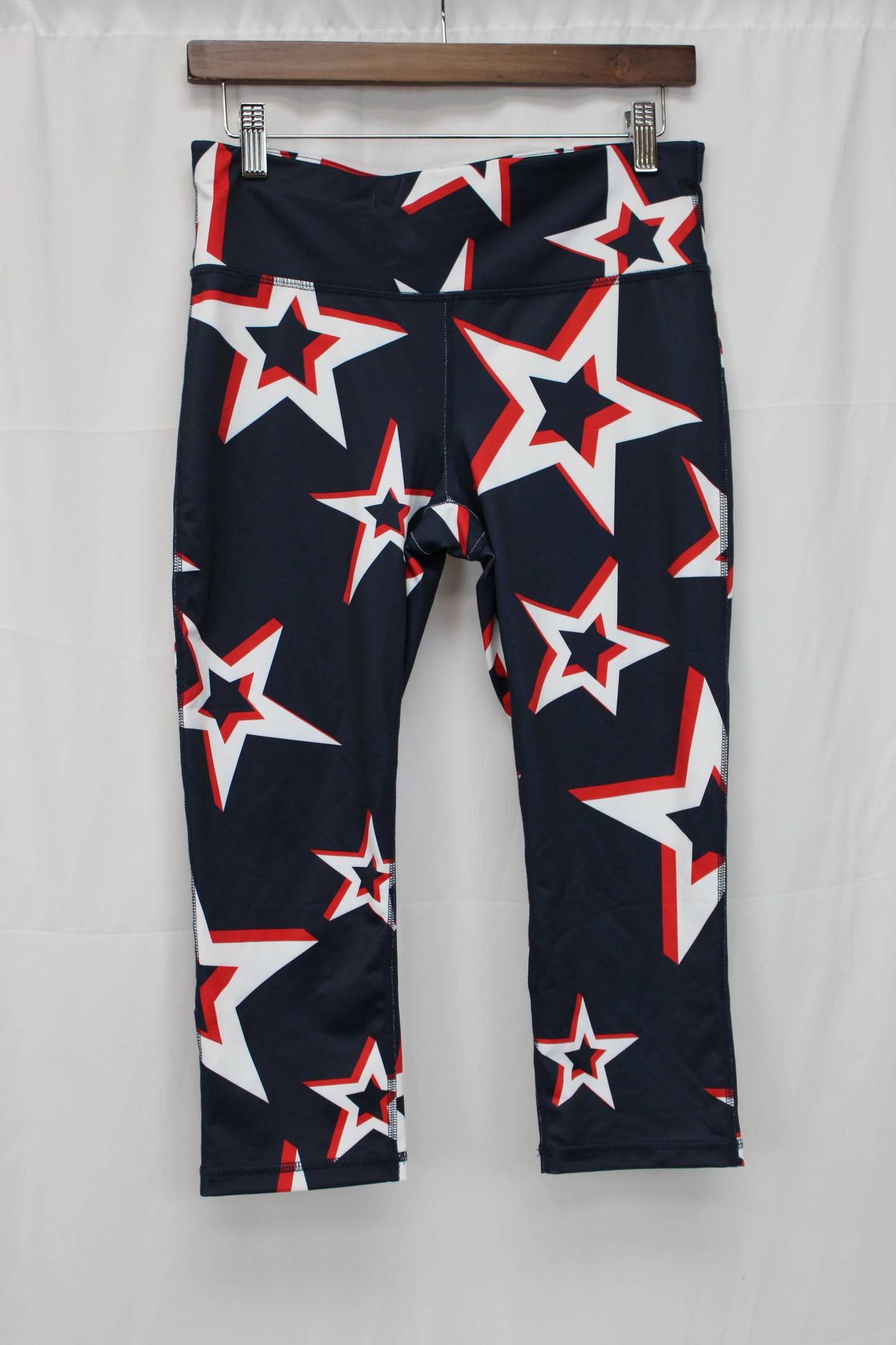 Xerison Star Print Capri Leggings, Blue, Women’s M