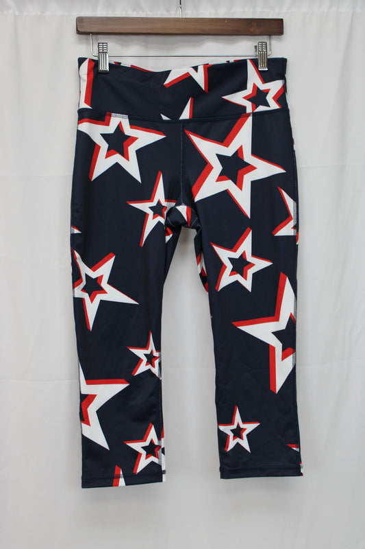 Xerison Star Print Capri Leggings, Blue, Women’s M
