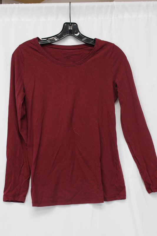 No Boundaries Long Sleeve T-Shirt, Maroon, Women’s M