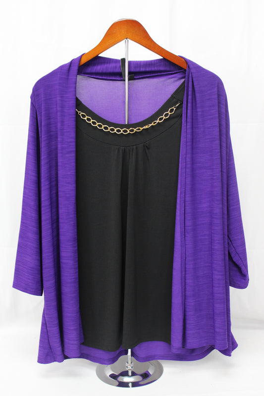 Zero 2 Eight Quarter length Sleeved Shirt, Purple/Black, Women’s XXL