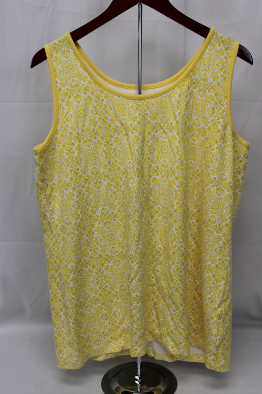 Land’s End Floral Tank Top, Yellow, Women’s XL