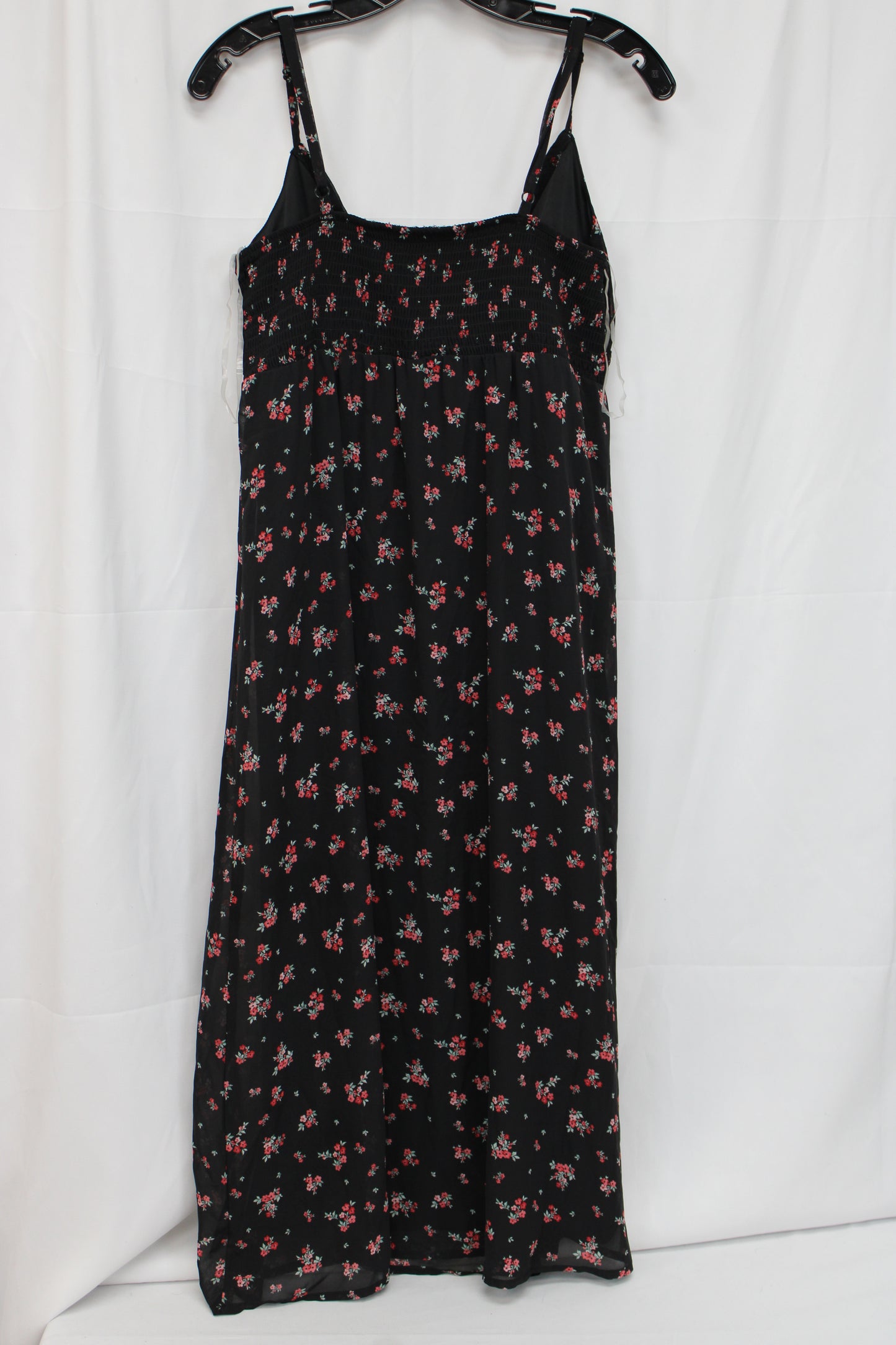 No Boundaries Floral Spaghetti Strap Dress, Black, Women’s L