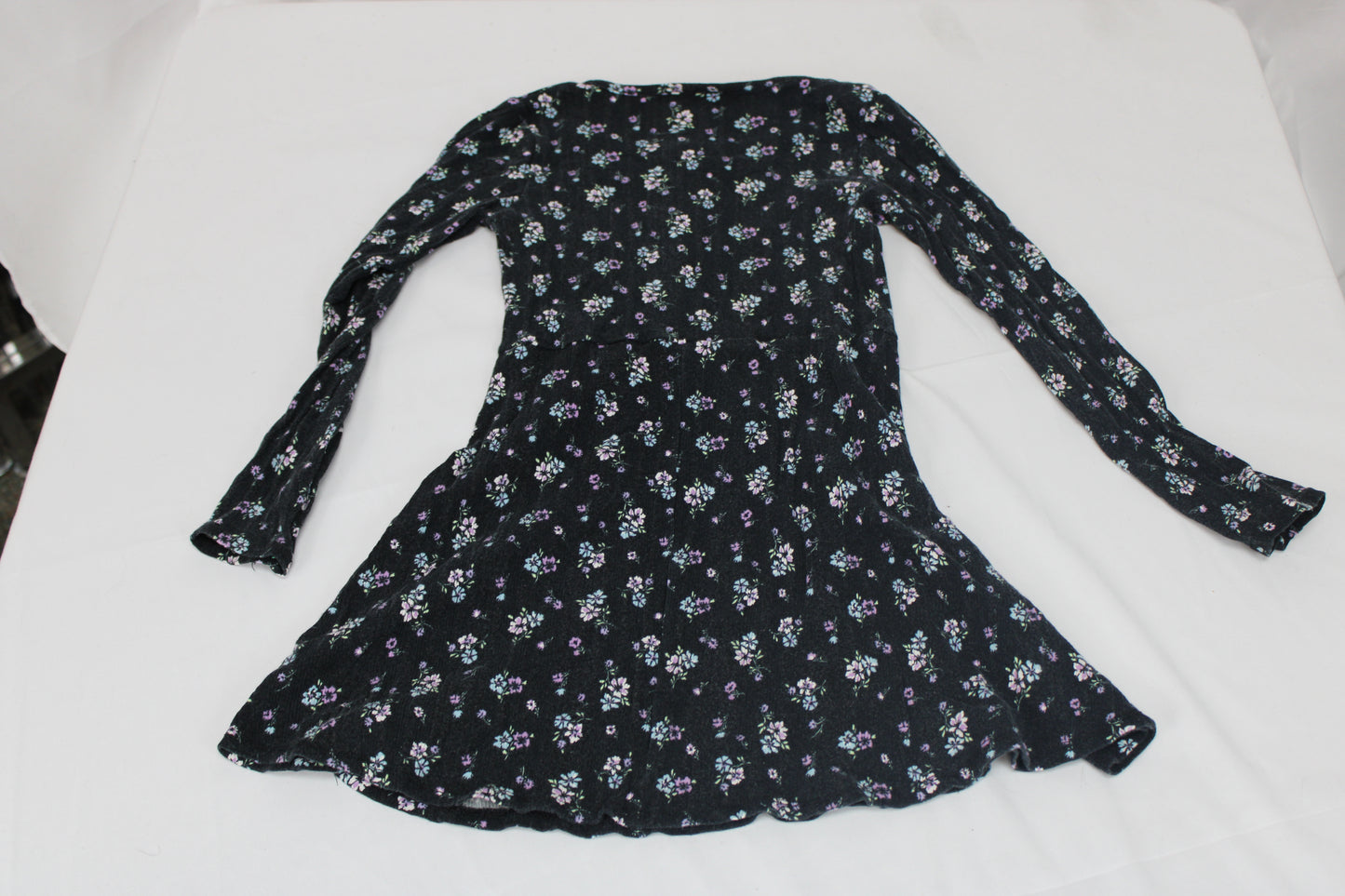 Art Class Floral Long Sleeve Dress, Black, Girls M
