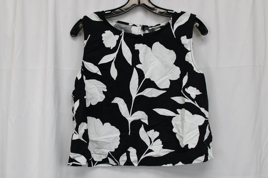 Kate Spade Floral Cropped Tank Top, Black/White, Women’s L