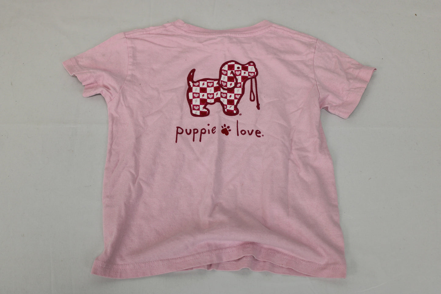 Rabbit Skins Puppie Love Short Sleeve Shirt, Pink, Girls 5/6