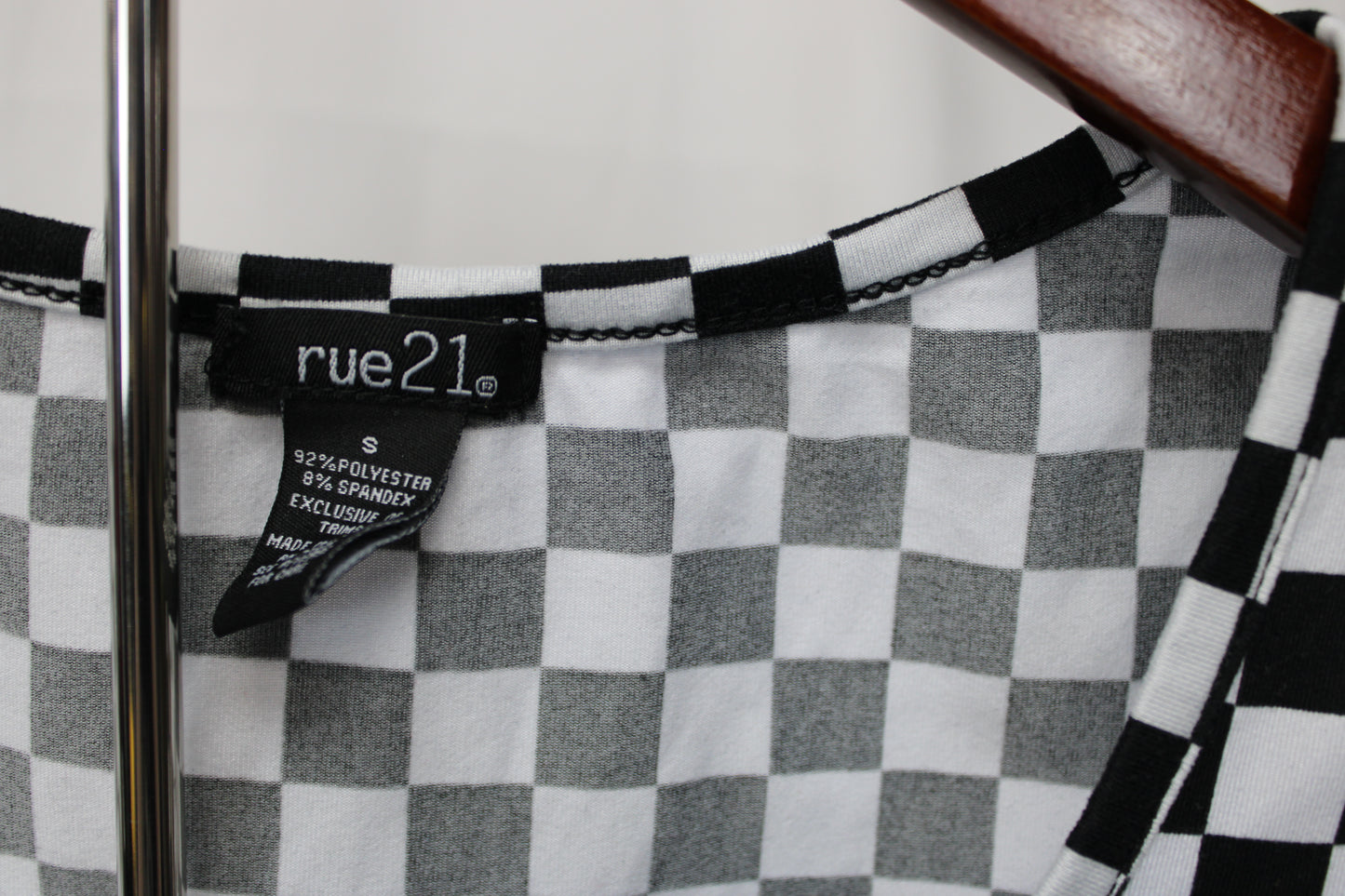 Rue21 Checkered Top, Black/White, Women’s S