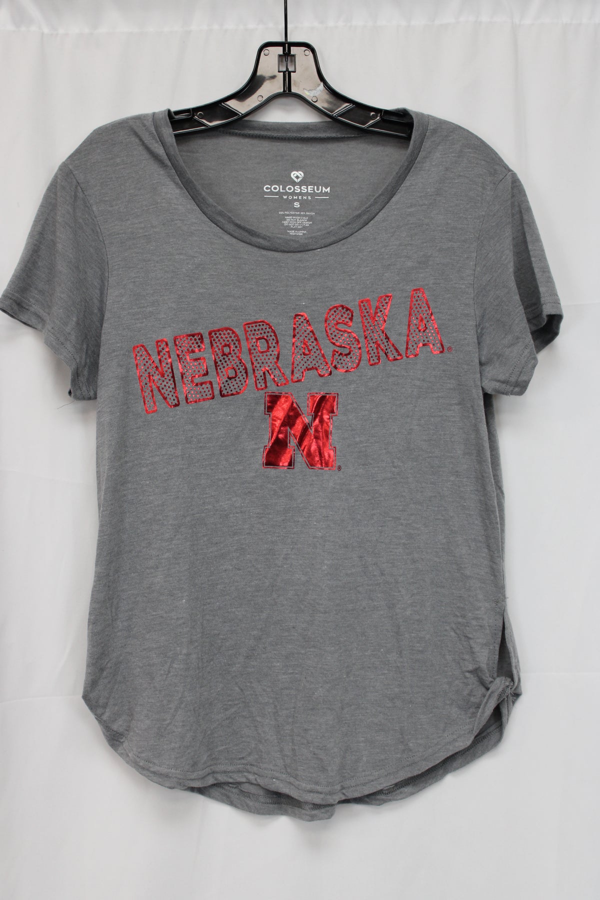 Colosseum Nebraska Short Sleeve Shirt, Gray, Women’s S