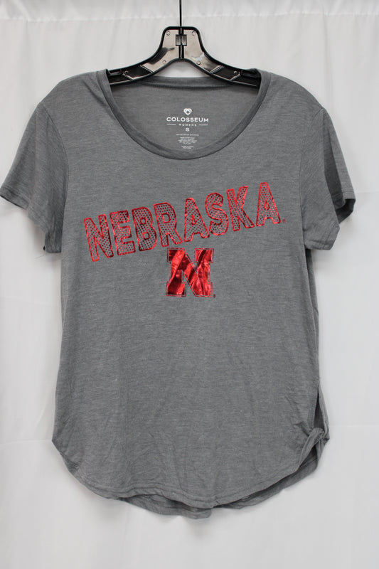 Colosseum Nebraska Short Sleeve Shirt, Gray, Women’s S