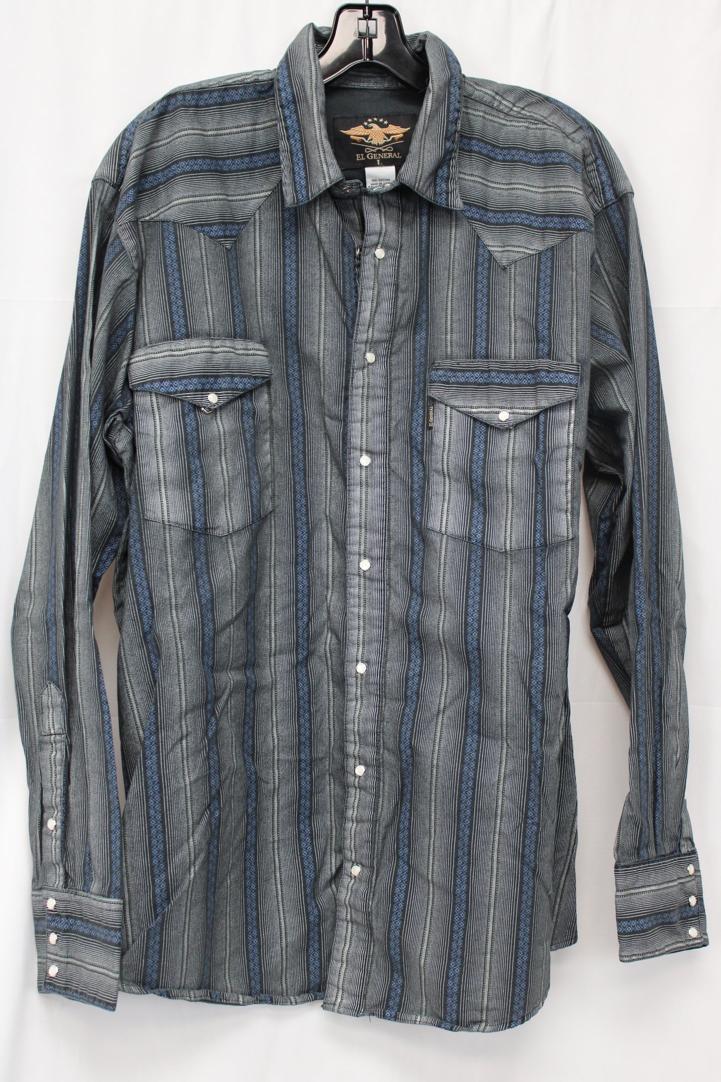 El General Striped Long Sleeve Button Up, Men’s L