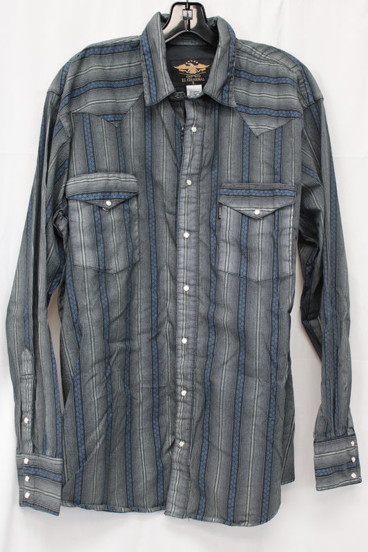 El General Striped Long Sleeve Button Up, Men’s L