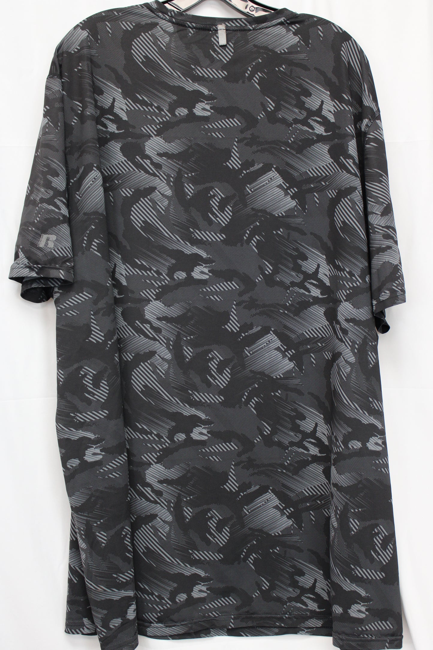 Russell Training Fit Dri-Power 360 Camo Shirt, Black/Gray, Men’s XXXL