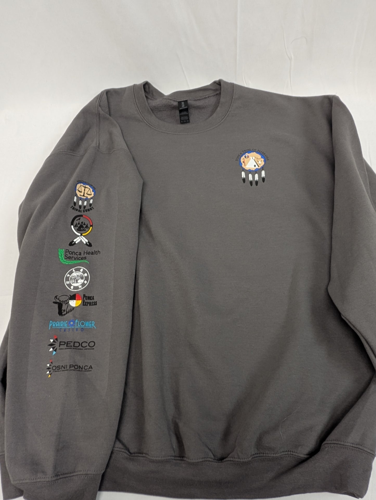 Ponca Tribe of Nebraska partner network logo crew neck sweatshirt