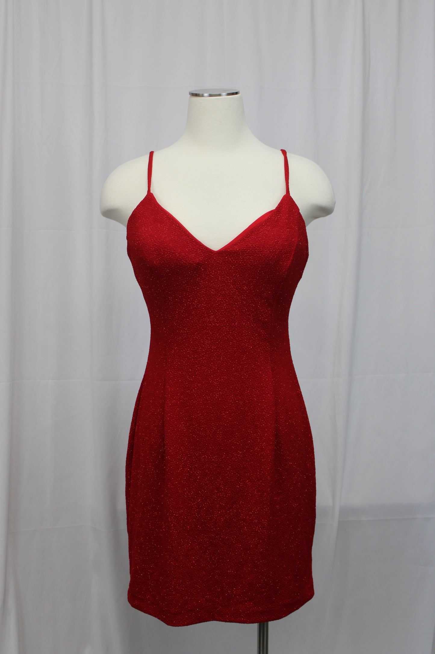 Alyce Paris Open Back Spaghetti Strap Mini Dress, Red, Women’s M