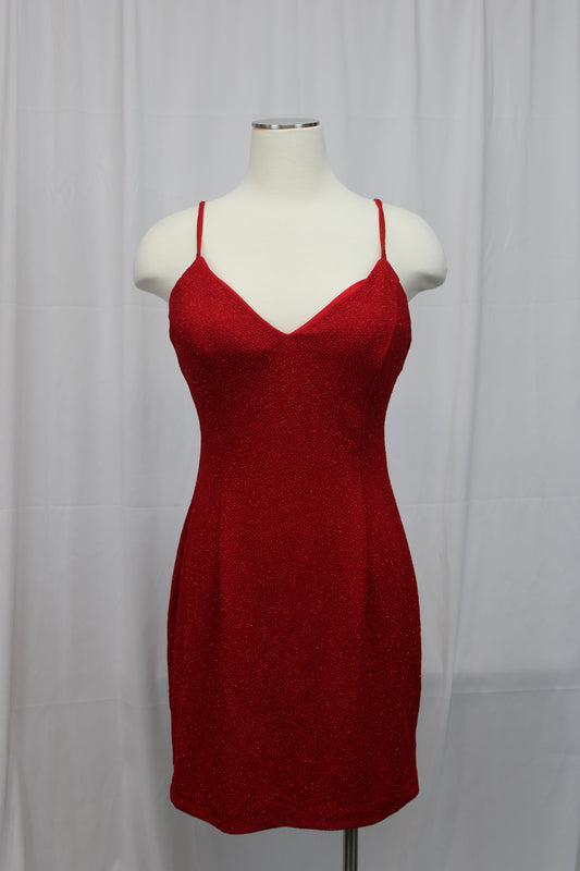 Alyce Paris Open Back Spaghetti Strap Mini Dress, Red, Women’s M